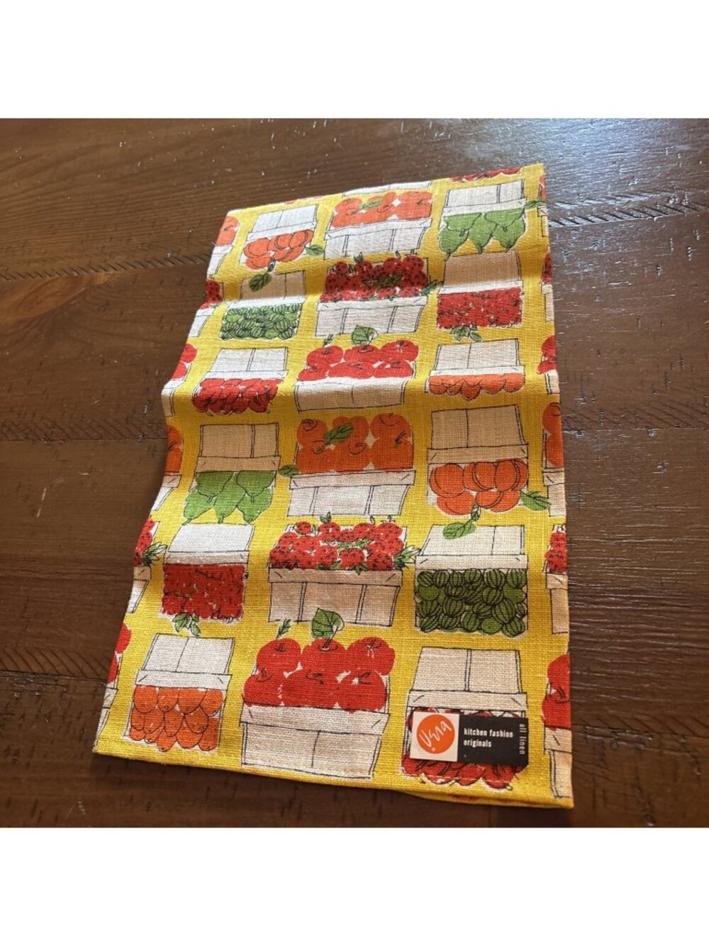 vintage vera neumann towel Kitchen Fashion All Linen Yellow Fruit NOS